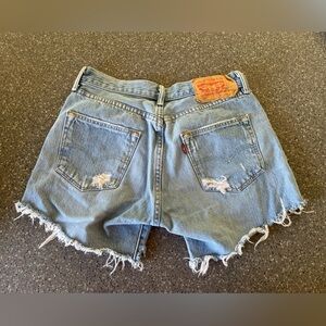 Levi's Light Blue Distressed Denim Cutoff Shorts